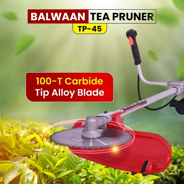 Balwaan Krishi Balwaan TP-45 Tea Pruner 41.5cc 2 Stroke Petrol Side Pack Tea Harvester with 100T Carbide Blade, 90 Gear Head, Single Shaft & Side Belt - MTAK-EN-TE-6027