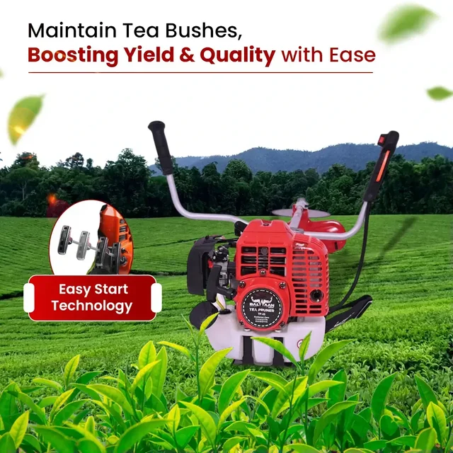 Balwaan Krishi Balwaan TP-45 Tea Pruner 41.5cc 2 Stroke Petrol Side Pack Tea Harvester with 100T Carbide Blade, 90 Gear Head, Single Shaft & Side Belt - MTAK-EN-TE-6027