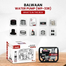 Balwaan Krishi Balwaan WP-33R Premium Water Pump 3x3 Inch 4 Stroke Petrol Engine with Oil Alert, Square Frame, Tool Kit & User Manual - MTAK-EN-WA-4973