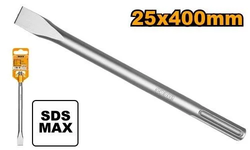 INGCO DBC0224001 SDS Max Flat Chisel 18x400x25mm | Concrete & Masonry Chisel | Heavy Duty Construction Tool