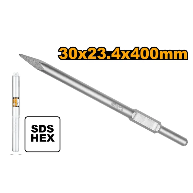 INGCO DBC03340011 Hex Pointed Chisel 30x400mm | Wear Resistant | Concrete, Brick & Cement Chisel