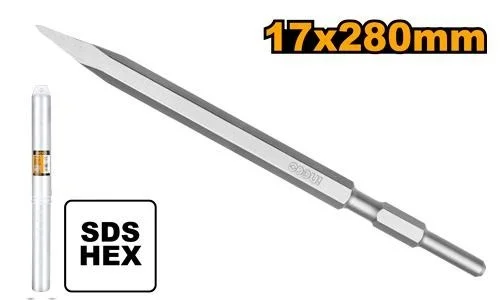 INGCO DBC0512801 Hex Pointed Chisel 17x280mm | Concrete & Masonry Chisel | PDB13008 & PDB130018 Compatible