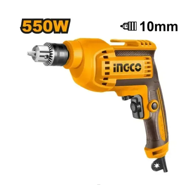 INGCO ED55038 550W Electric Drill | 0-3300 RPM Variable Speed | 10mm Drilling Capacity | Forward & Reverse | Extra Carbon Brushes