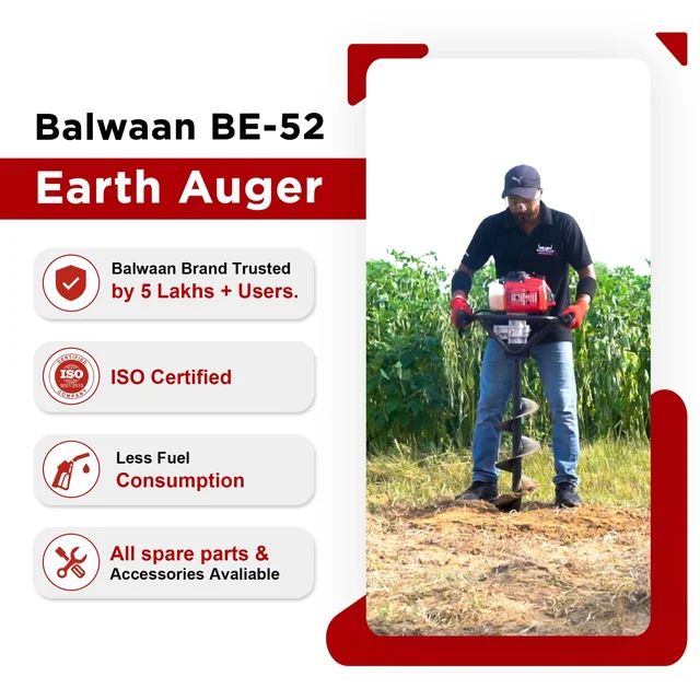 Balwaan Krishi Balwaan BE-52 Tree Planter 52cc 2 Stroke Petrol Engine with Double Gearbox, Tool Kit & User Manual , Without Bit - MTAK-EN-EA-711