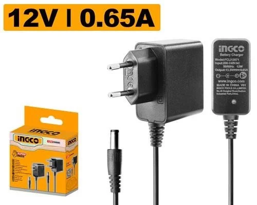 INGCO FCLI12071 12V Battery Charger | 220-240V AC Input | 12V Output | 0.65A Charging Current | Color Box Packed