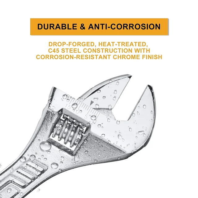INGCO HADW131102 10 Inch Adjustable Wrench | 250mm | 35mm Wide Opening | 0-30mm Adjustable Jaw