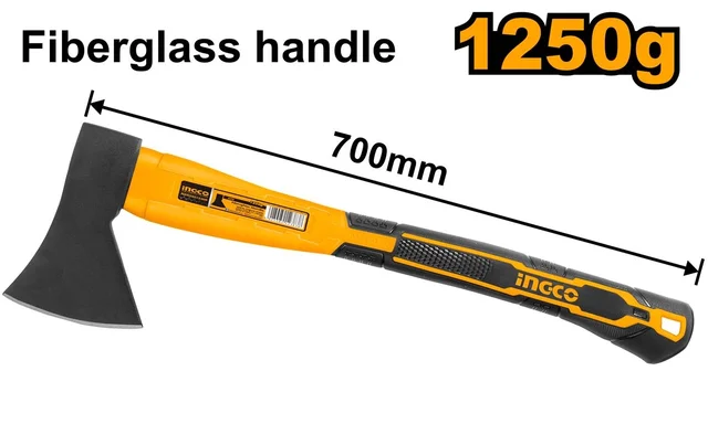 INGCO HAX02012508 1250g Fiberglass Handle Axe | Drop-Forged 45# Carbon Steel Head | Heat Treated | Durable Design
