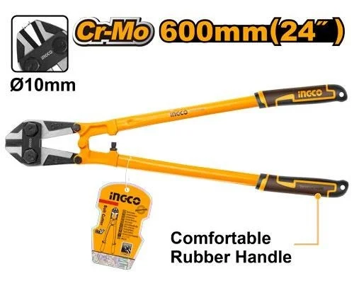 INGCO HBC0824 24" Bolt Cutter | Cr-V Blade | Black Finish & Polish | TPR Two-Color Handle | Heavy Duty