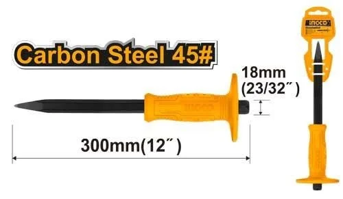 INGCO HCC0841218 300mm Concrete Chisel | 4mm x 18mm | 45# Carbon Steel | Drop Forged & Heat Treated