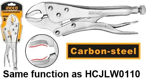 INGCO HCILW0210 10" Curved Jaw Locking Pliers | Carbon Steel | HRC38-HRC48 | Nickel Plated | Lock Grip Pliers