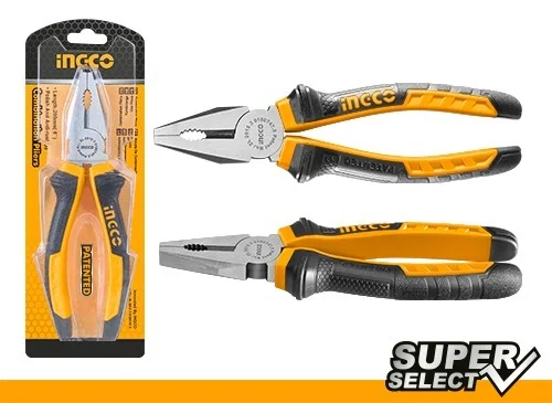 INGCO HCP08188 7 Inch Combination Pliers | 180mm | Polished Finish | Anti-Rust Protection | Two-Color Handle