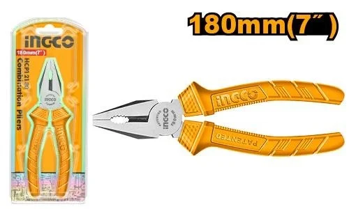INGCO HCP12180 7 Inch Combination Pliers | 180mm | Polished Finish | Anti-Rust Protection | One-Color Handle