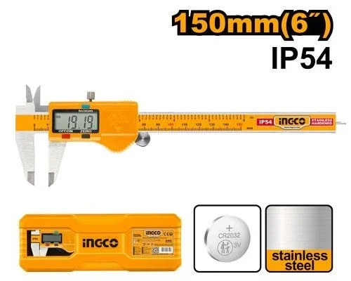 INGCO HDCD28150 150mm Digital Caliper | 0.01mm Resolution | IP54 | Metric & Inch Conversion