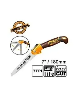 INGCO HFSW1806 7 Inch Folding Saw | 180mm SK5 Blade | 7 TPI Triple Teeth | Heat Treated | Hand Protection