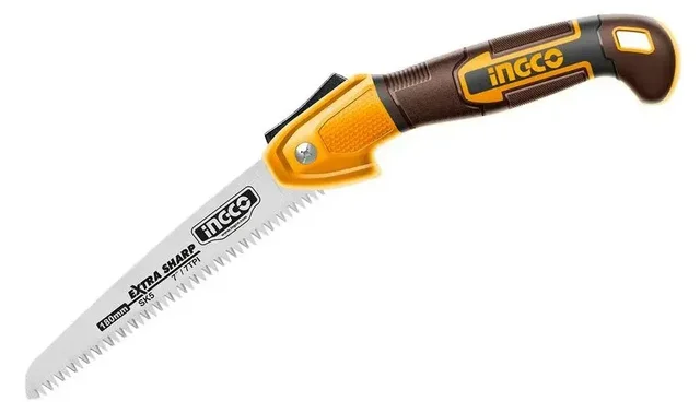 INGCO HFSW1806 7 Inch Folding Saw | 180mm SK5 Blade | 7 TPI Triple Teeth | Heat Treated | Hand Protection