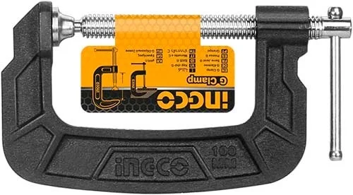 INGCO HGC0105 5 Inch G Clamp | 125mm Malleable Cast Iron Body | T-Shaped Thread | Workholding Clamp