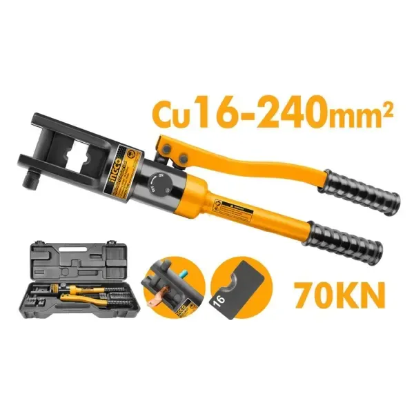 INGCO HHCT01240 Hydraulic Crimping Tool | 70KN Crimping Force | 70-300mm� Cu Cable | Hexagon Crimper