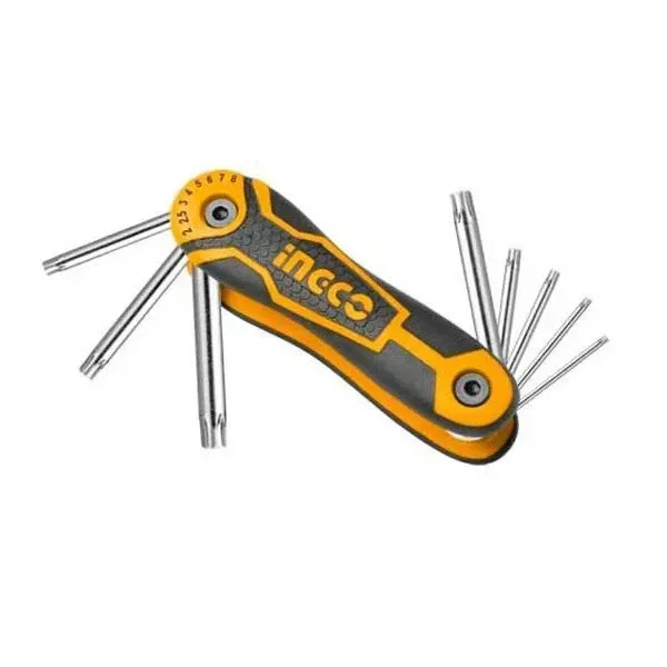 INGCO HHK14083 8-Piece Pocket Torx Key Set | Cr-V Torx Keys | T9-T40 | Heat Treated & Chrome Plated