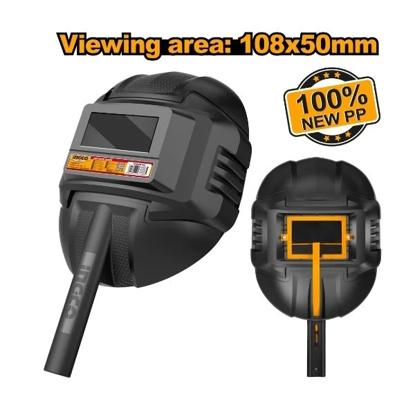 INGCO HHWM102 Welding Mask | 108x50mm Viewing Area | 100% PP | Welding & Protection Glass Included