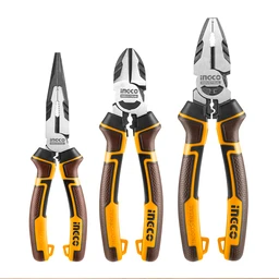 INGCO HKHLPS2831 3-Piece High Leverage Pliers Set | 8" Combination, 7" Diagonal & 6" Long Nose | Cr-V Steel