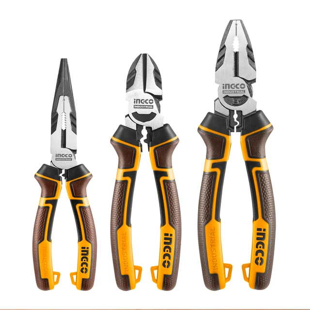 INGCO HKHLPS2831 3-Piece High Leverage Pliers Set | 8" Combination, 7" Diagonal & 6" Long Nose | Cr-V Steel