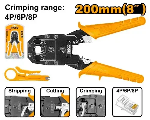 INGCO Modular plug crimper HMPC1468P is designed for practical, reliable performance in everyday workshop tasks.