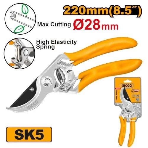 INGCO HPS0109 8 Inch Pruning Shears | 200mm | 12mm Cutting Capacity | Aluminum Body | Non-Slip Handle
