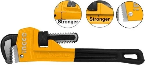 INGCO HPW0818 18 Inch Pipe Wrench | 450mm | 60mm Max Clamping Diameter | Drop-Forged Carbon Steel Jaw
