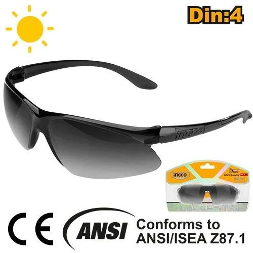 INGCO HSG06 Safety Goggles | Dark Shade 3 | PC Wrap-Around Lens | Lightweight Wide Visual Field