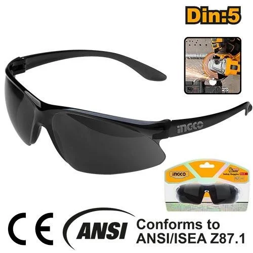 INGCO HSG07 Welding Safety Goggles | Dark Shade 5 | PC Wrap-Around Lens | Wide Visual Field