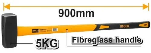 INGCO HSTH03598 5kg Stoning Hammer | 900mm Fiberglass Handle | Drop-Forged 45# Carbon Steel Head | Heat Treated