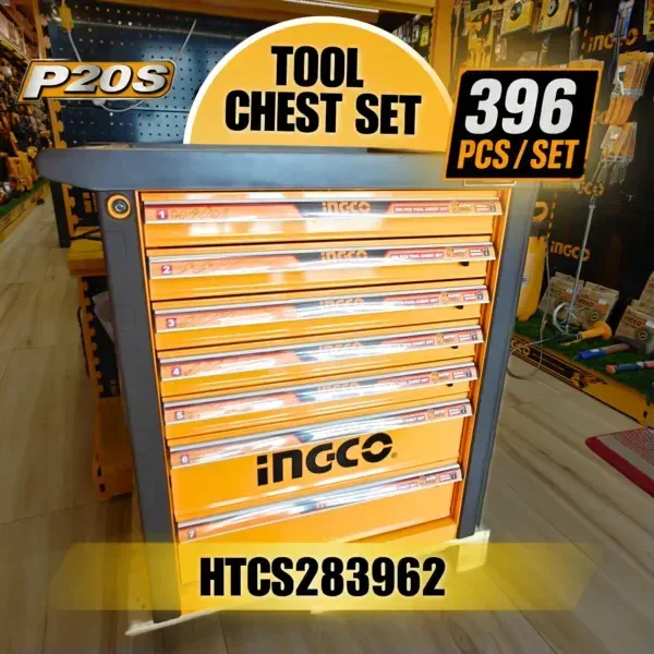 INGCO HTCS283962 396-Piece Chest Tool Set | 20V Brushless Cordless Impact Wrench CIWLI20851 | 850Nm Torque | 1/2" Drive Lithium-Ion Power Tool Kit