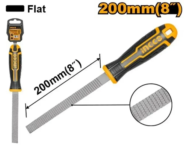 INGCO HWFF088 8 Inch Flat Wood File | 200mm T12 Steel | Woodworking & Carpentry File