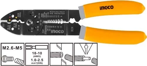 INGCO HWSP851 8.5" Wire Stripper | 215mm Automatic Wire Stripping Tool | Wire Cutter & Screw Cutter | 7 Wire Sizes