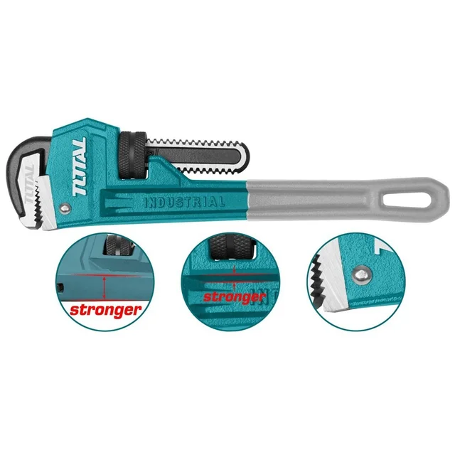 Total Tools TOTAL TOOLS 18" (450mm) Pipe Wrench with 60mm Max Clamping Diameter, Ductile Cast Iron Body, Drop-Forged Carbon Steel Jaw, and Black Finish - THT171186