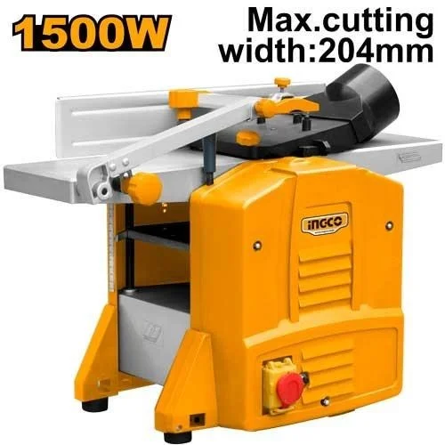 INGCO JAP15001 1500W Jointer Planer Machine | 9000 RPM | 204mm Cutting Width | 210mm Blade | 5-120mm Cutting Depth | 6m/min Feed Speed