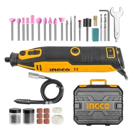 INGCO MG13328 130W Rotary Tool Kit | 10000-35000 RPM Variable Speed | 3.2mm/2.3mm Collet | 109 Accessories | Flexible Shaft | BMC Case