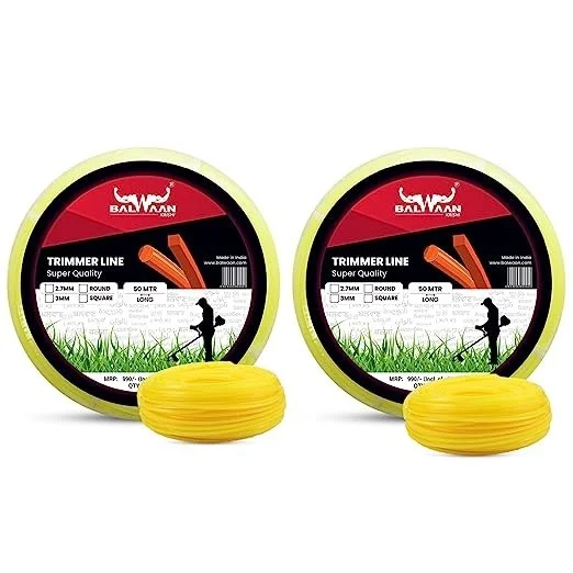 Balwaan Krishi Balwaan NRR-350 Yellow Brush Cutter Nylon Rope | Round Nylon Trimmer Line For Agricultural & Gardening Brush Cutters | Grass Cutting & Weed Clearing Accessory | MTAk-SP-BR-903