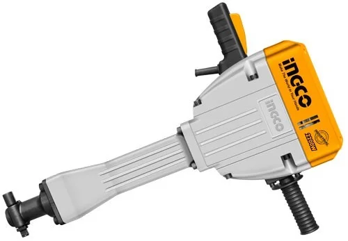 INGCO PDB22001 2200W Heavy Duty Demolition Breaker | 75J Impact Energy | 950 BPM | HEX Chuck | Anti-Vibration | 30kg Jack Hammer | 4m Cable | 2 Chisels