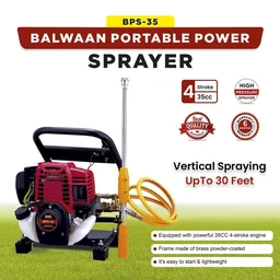 Balwaan Krishi Balwaan BPS-35 Portable Sprayer 35cc 4 Stroke Petrol Engine with 2 , 45cm Spray Guns, 50m Hose Pipe & Tool Kit - MTAK-EN-SP-5117