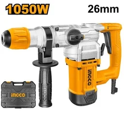INGCO RH10506 1050W SDS Plus Rotary Hammer Drill | 1200 RPM | 3800 BPM | 4.5J Impact Energy | 26mm Concrete Capacity | 3 Drills & 2 Chisels | BMC Case