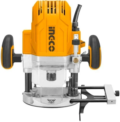 INGCO RT160028 1600W Wood Router | 22000 RPM | 0-60mm Plunge Depth | 6/8/12mm, 1/4" & 1/2" Collets | Guide Accessories