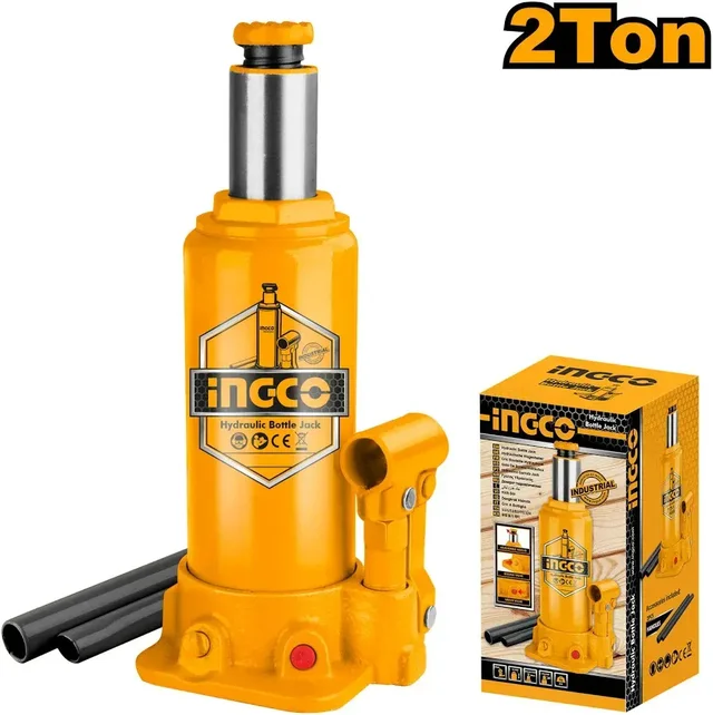 INGCO HBJ202 2 Ton Hydraulic Bottle Jack | 180-333mm Lift Height | 153mm Travel | Safety Valve