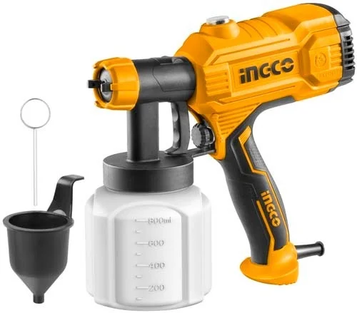 INGCO SPG3508 450W Electric Paint Sprayer | 800ml Container | 380ml/min Flow Rate | 0.1-0.2Bar Spray Pressure | 50DIN-s Viscosity | Paint Spray Gun