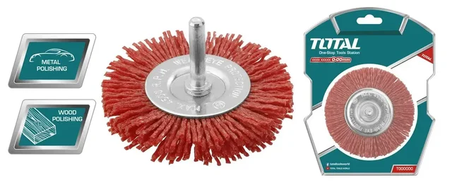 Total Tools TOTAL TOOLS Nylon Brush 75mm, 1.3,1.5mm Wire Diameter, 6.3mm Rod Diameter, Nylon Bristle Cleaning Brush - TAC34035