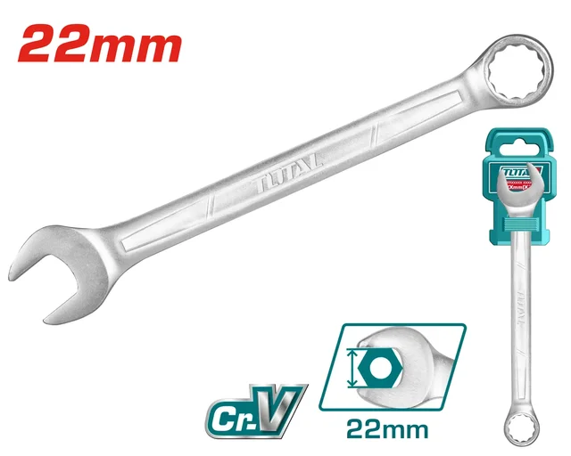 Total Tools TOTAL TOOLS Combination Spanner 22mm, 261mm Length, Cr-V Steel, Chrome Plated Matt Finish Wrench � TCSPA221
