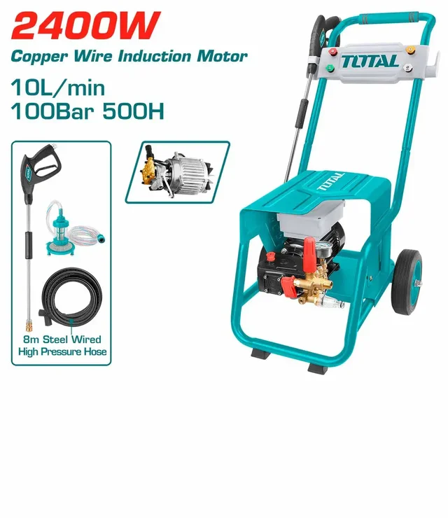 Total Tools TOTAL TOOLS 2400W High Pressure Washer 100 Bar 1450 PSI with Copper Pump and Induction Motor - TGT11176
