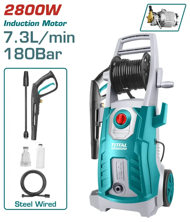 Total Tools TOTAL TOOLS 2800W High Pressure Washer 180 Bar 2600 PSI with Copper Pump and Induction Motor - TGT11266
