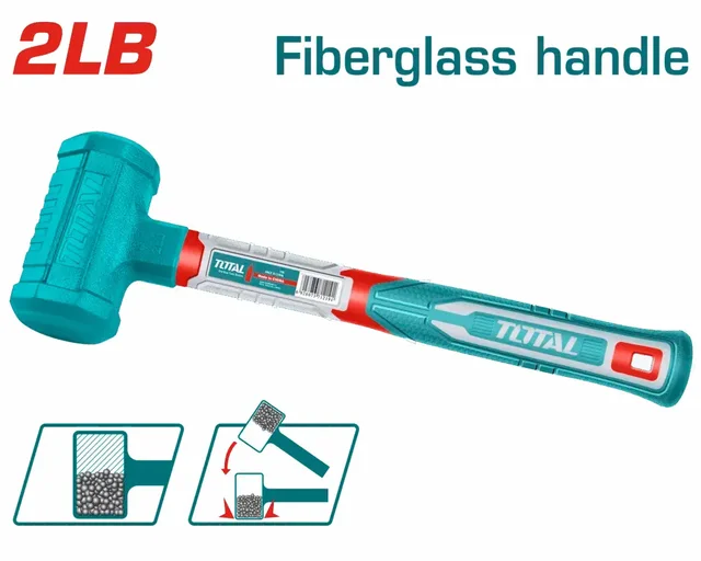 Total Tools TOTAL TOOLS 2LB Dead Blow Mallet with Non-Marring Plastic Faces, Non-Rebounding, Non-Spark Design, and Fiberglass Handle - THDBM06028