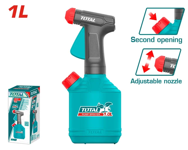 Total Tools TOTAL TOOLS 1L Pump Sprayer with Adjustable Nozzle, Straight Jet and Mist Spray - THSPP30102